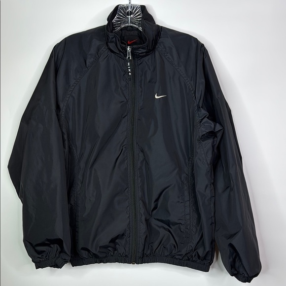 Vintage Nike Black Full Zip Nylon Windbreaker Jacket Size Medium - Picture 1 of 11